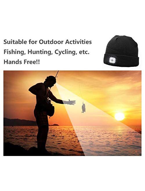 UltraKey LED Headlamp Beanie, Outdoor LED Light Hat for Camping Sports Jogging Walking Grilling Party Holiday, Hat with Light