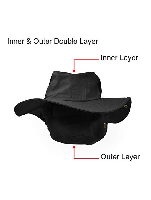 Ultrakey Outdoor Wide Brim Sun Protect Hat, Double Layer Classic US Combat Army Style Bush Jungle Sun Cap for Fishing Hunting Camping