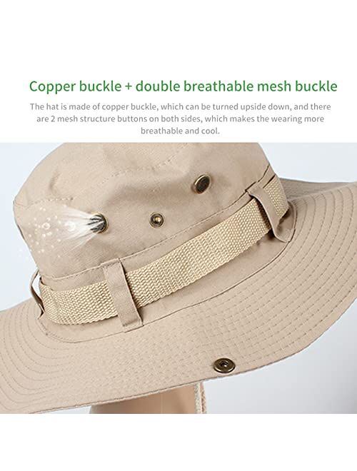 Hogrel Wide Brim Bucket Hat, UV Protection Summer Bucket Hat, Adjustable Drawstring Hat, Windproof Bucket Hats, UltraKey Bucket Hat for Men Women, Outdoor Sun Hat for Fis