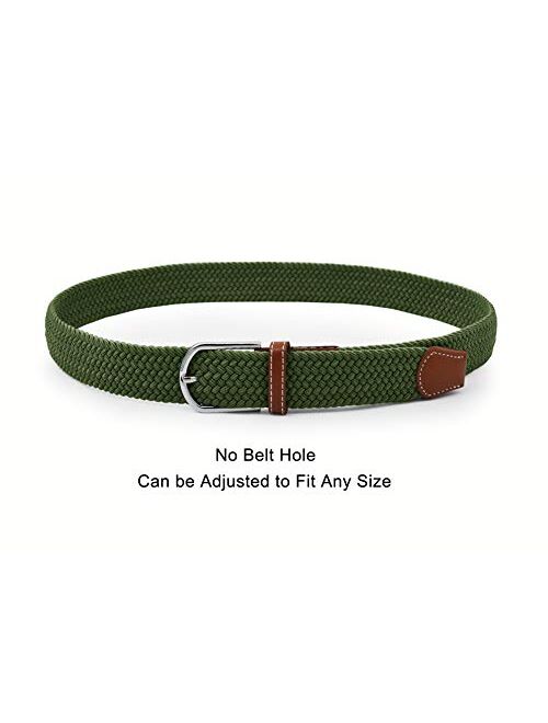 Ultrakey Weave Elastic Belt, Unisex Braided Casual Outdoor Fabric Woven Belt Waist Straps with Metal Buckle