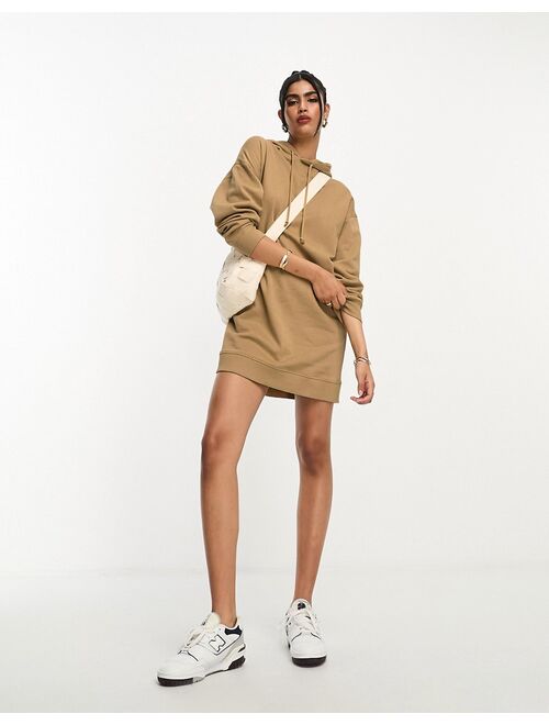 ASOS DESIGN oversized hoodie sweatshirt mini dress in camel