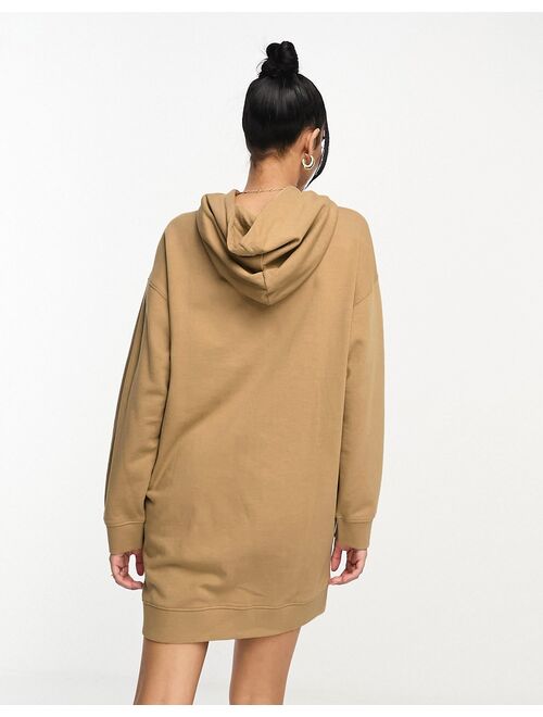 ASOS DESIGN oversized hoodie sweatshirt mini dress in camel