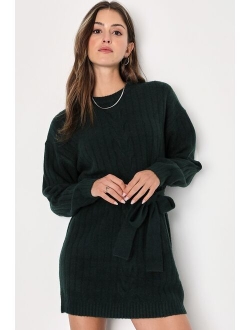 Wishing on Winter Burgundy Cable Knit Mini Sweater Dress