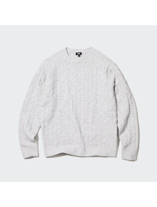 UNIQLO Souffle Yarn Cable Crew Neck Long-Sleeve Sweater