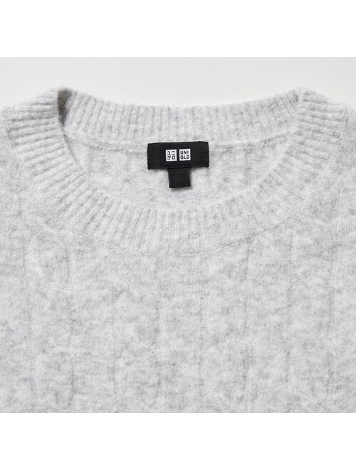 UNIQLO Souffle Yarn Cable Crew Neck Long-Sleeve Sweater