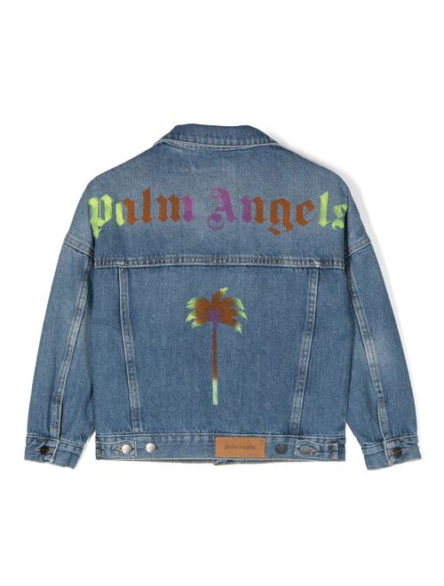 Palm Angels Kids logo-print denim jacket