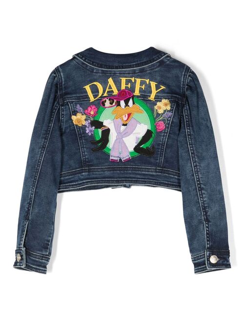 Monnalisa Daffy Duck-embroidery denim jacket