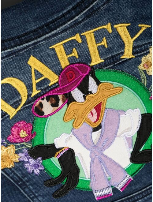 Monnalisa Daffy Duck-embroidery denim jacket