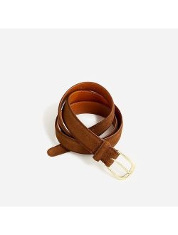 Italian suede and leather round-buckle dress belt