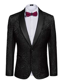 Men's Floral Tuxedo Suit Jacket Slim Fit Dinner Jacket Party Prom Wedding Blazer Jackets