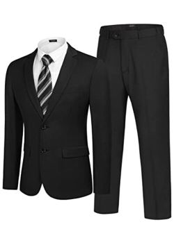 Men's 2 Piece Suits Classic Fit 2 Button Dress Suits Tuxedo Jacket Blazer for Wedding Business Dinner Prom