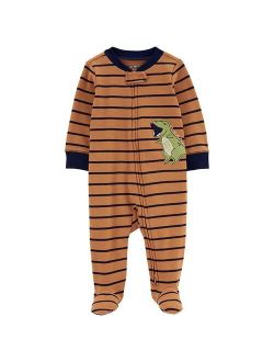 carters Baby Boy Carter's Striped Dino 2-Way Zip Cotton Sleep & Play