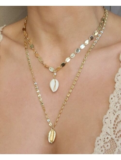 Double Cowrie Shell Layered Necklace Set