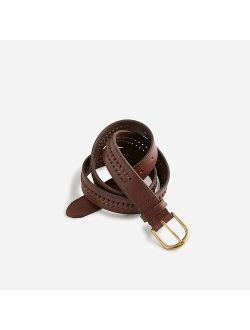 Italian leather belt with woven detail