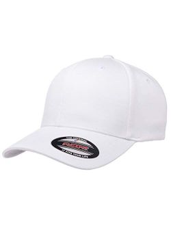 Men's Athletic Baseball Fitted Cap, White, Large-X-Large