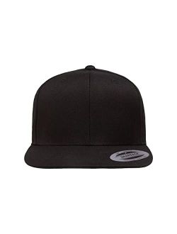 Original Yupoong Pro-Style Wool Blend Snapback Snap Back Blank Hat Baseball Cap 6098M - Black