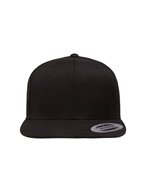 Flexfit Original Yupoong Pro-Style Wool Blend Snapback Snap Back Blank Hat Baseball Cap 6098M - Black