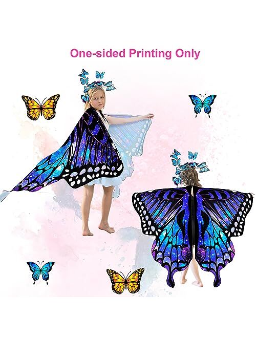 RekTak Butterfly Wings for Girls, Butterfly Costume for Halloween Party Kids Fairy Wing with Mask and Headband