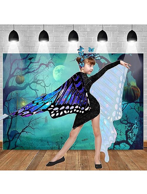 RekTak Butterfly Wings for Girls, Butterfly Costume for Halloween Party Kids Fairy Wing with Mask and Headband