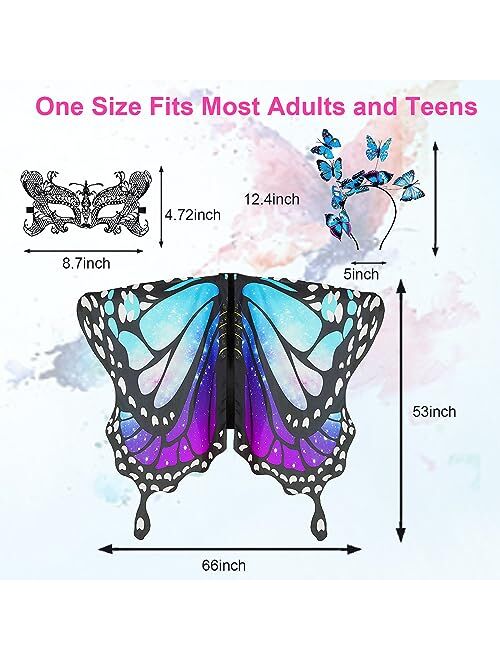 Rektak Butterfly Wings Costume for Women Fairy Wings Adult Halloween Costumes Butterfly Cape with Mask and Headband