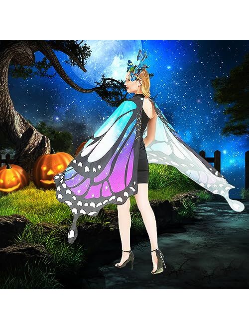 Rektak Butterfly Wings Costume for Women Fairy Wings Adult Halloween Costumes Butterfly Cape with Mask and Headband