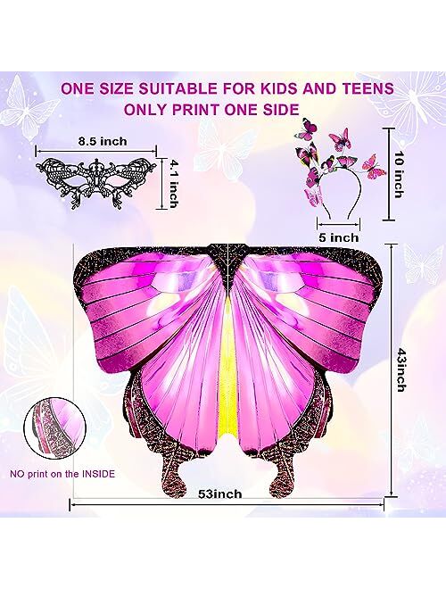 LYL. Ling Butterfly Wings For Girls, Butterfly Costume Blue Purple, Fairy Wings Shawl, Halloween Costumes For Kids