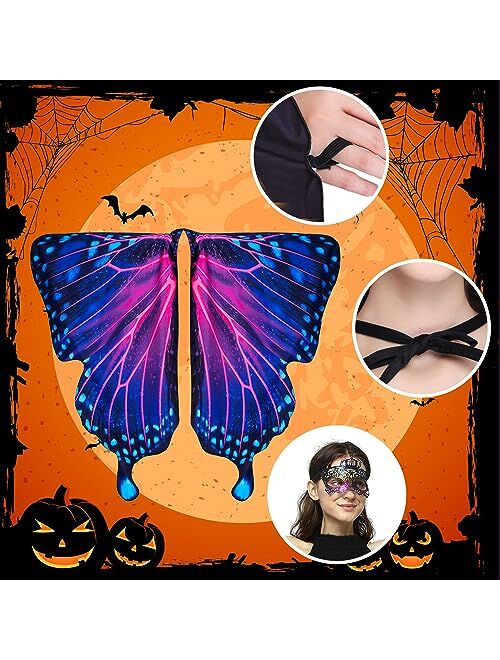 Whiteuniqoon Double-Sided Printing Butterfly Costume for Women, Halloween Costumes Adult Butterfly Wings for Women