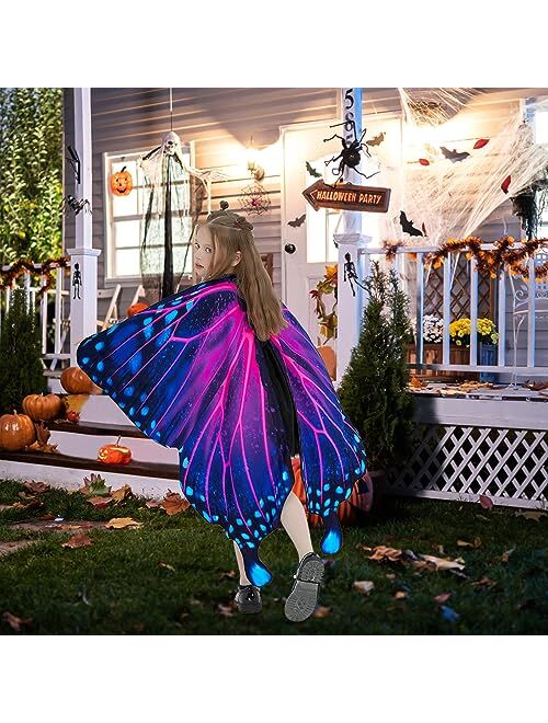 WhiteUniQoon Butterfly Costume Halloween Costumes for Girls Kids, Butterfly Wings Costume Cape Shawl for Girls Fairy Wing