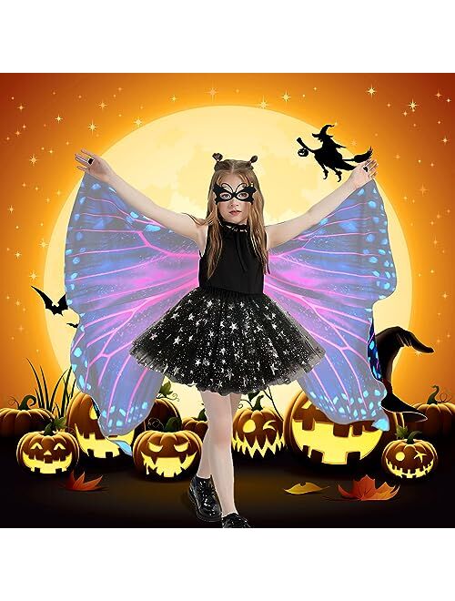 WhiteUniQoon Butterfly Costume Halloween Costumes for Girls Kids, Butterfly Wings Costume Cape Shawl for Girls Fairy Wing