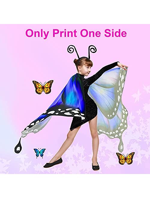 Hozhoy Butterfly Wings for Girls Butterfly Halloween Costume for Girls Butterfly Fairy Wings Shawl with Mask and Antenna Headband