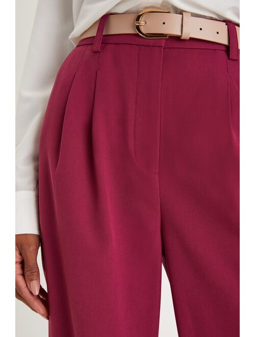 Lulus Upscale Energy Berry Pink High Rise Wide Leg Trouser Pants