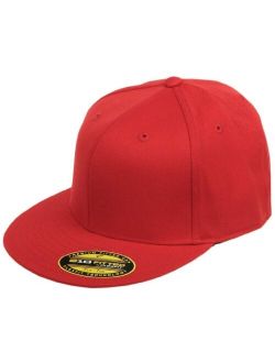 Original Blank Flatbill Premium Fitted 210 Hat Cap Flex Fit Flat Bill Large/XLarge - Red