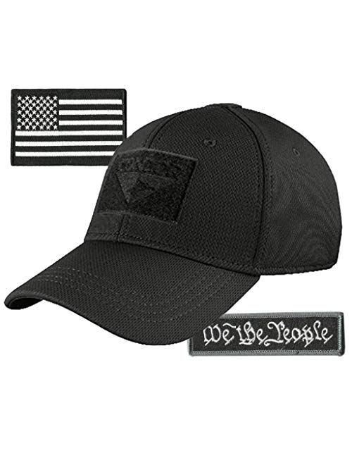 Gadsden And Culpeper Condor Fitted Tactical Cap Bundle - We The People & USA Patches - Choose Size