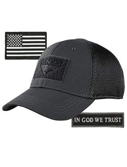 Condor MESH Fitted Tactical Cap Bundle - in God We Trust & USA - Choose Size