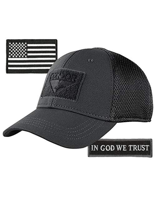 Gadsden And Culpeper Condor MESH Fitted Tactical Cap Bundle - in God We Trust & USA - Choose Size