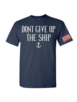 Dont Give Up The Ship Blue T-Shirt w/Sleeve Print