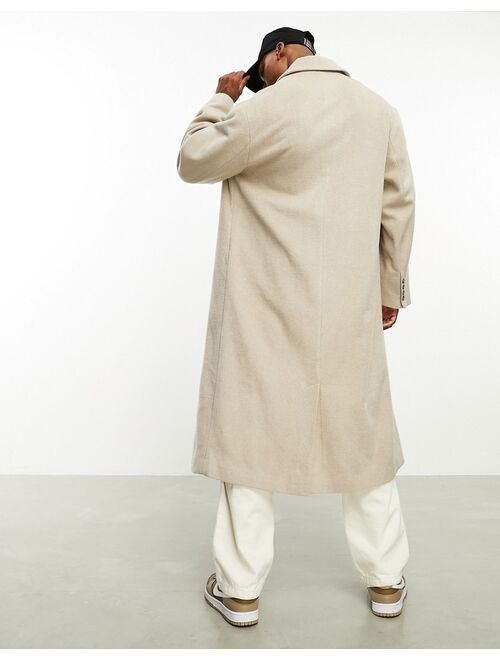 ASOS DESIGN oversized wool mix overcoat in beige
