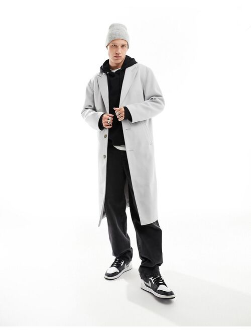 ASOS DESIGN relaxed wool look overcoat in light gray