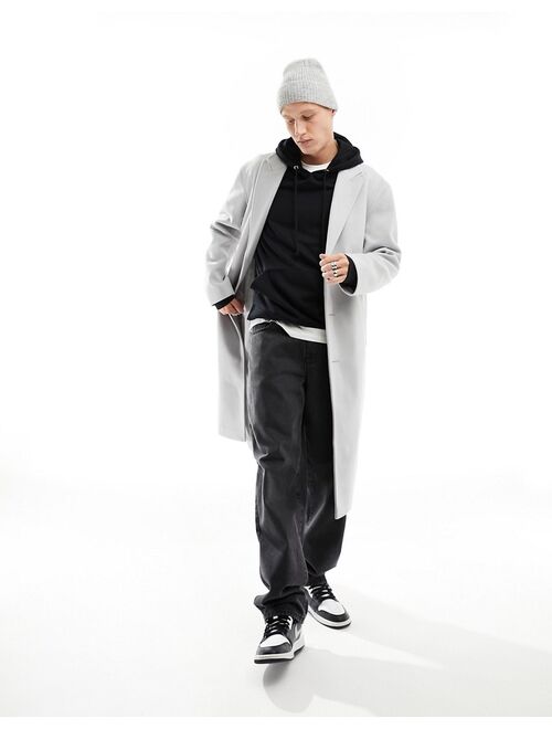 ASOS DESIGN relaxed wool look overcoat in light gray