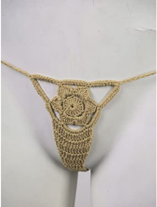 Loloda Womens Handmade Micro Bikini Set Crochet G Thong String Sexy Lingerie Sets Bathing Swimsuit
