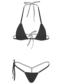 Dadress Extreme Sexy Mini Bikini Sets 2Pcs Swimwear G-String Bottom Swimsuit Micro Bikinis for Women