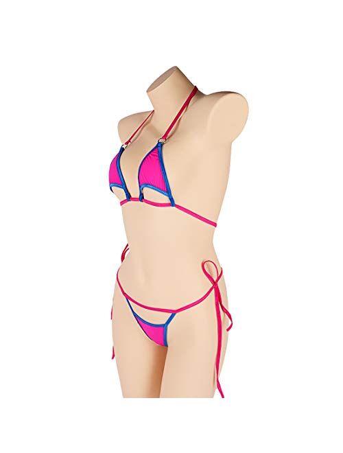 HiSexy Women 2 Pieces Mini Bikini Set Sexy Cut Out Swimwear Halter Micro Lingerie Tie String Swimsuit