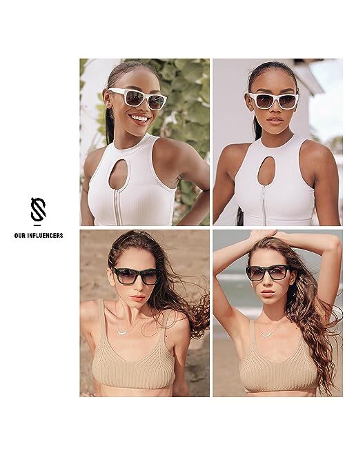 SOJOS Classic Square Polarized Sunglasses for Women Men Retro UV400 Sunnies SJ2280