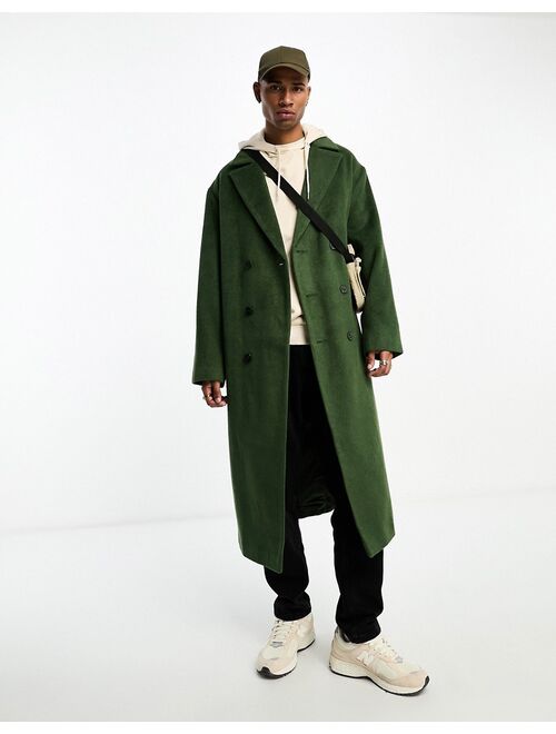 ASOS DESIGN oversized wool mix overcoat in green