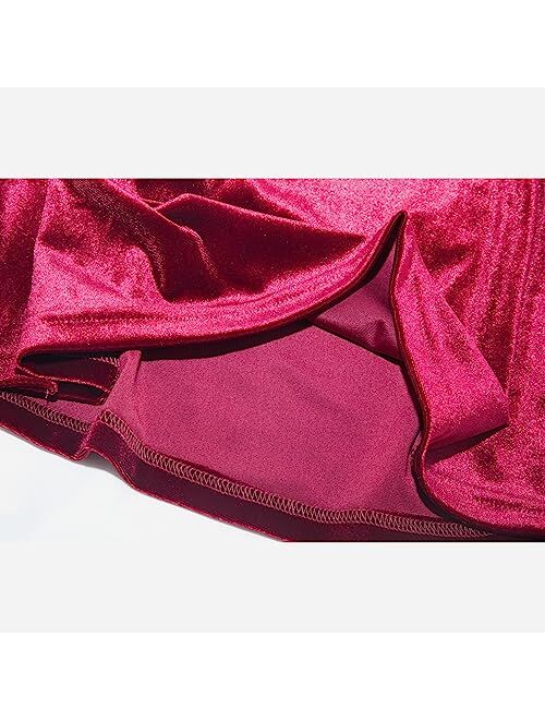 Aimehonpe Girls Velvet Tops Fall Fashion Puff Short Sleeve Square Neck Vintage Plain Casual Elegant Ruched Tees