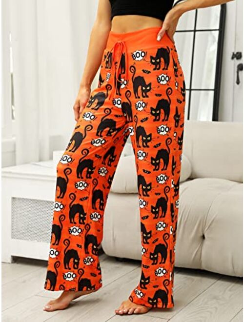 Vackutliv Womens Halloween Pajamas Pants Ladies Pumpkins Ghost Pajama Cute Soft Long Bottoms Women Pjs Pj Jammies Gift
