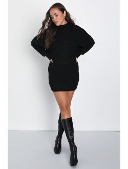 Toasty Times Black Long Sleeve Two-Piece Sweater Dress