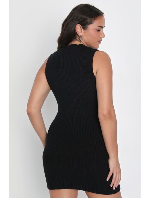 Lulus Toasty Times Black Long Sleeve Two-Piece Sweater Dress