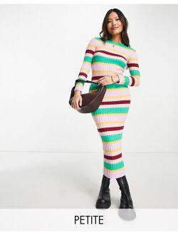 Y.A.S Petite knit maxi dress in multicolored stripe