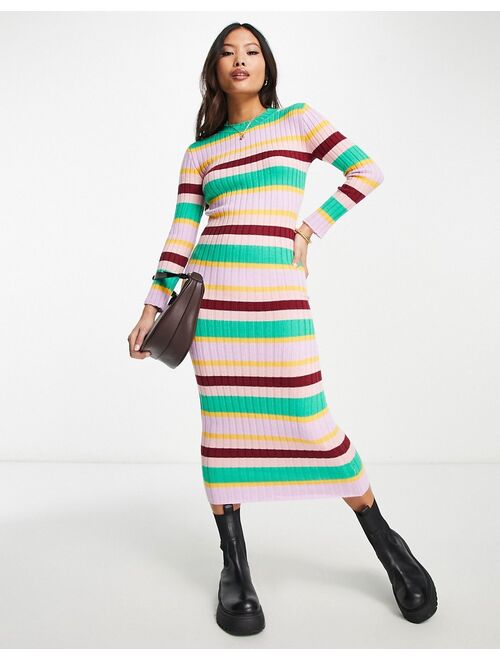 Y.A.S Petite knit maxi dress in multicolored stripe
